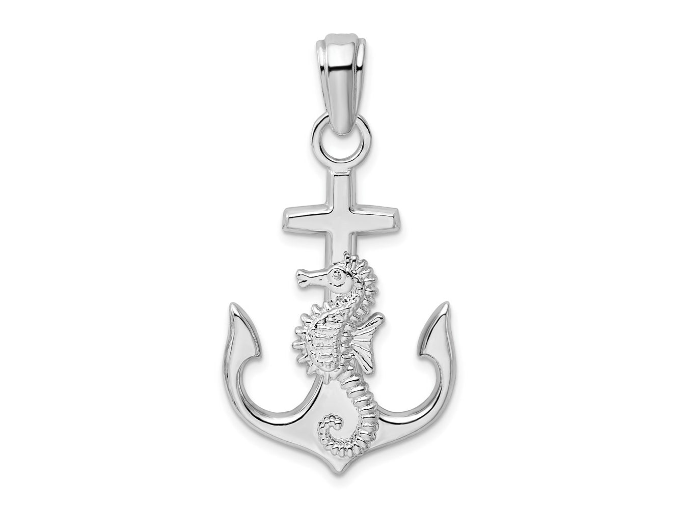 FJC Finejewelers 925 Sterling Silver Rhodium Plated Polished Anchor with Seahorse Charm 40 x 21 mm