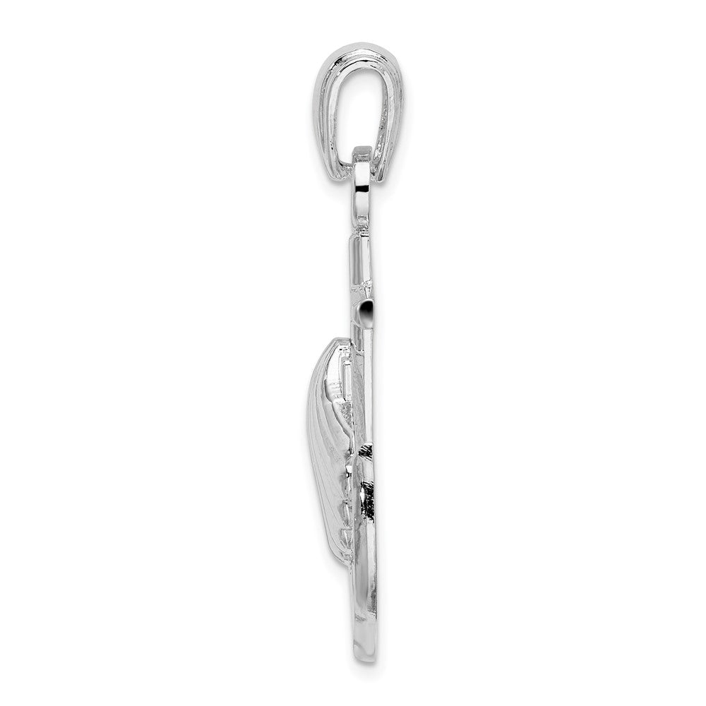 FJC Finejewelers 925 Sterling Silver Rhodium Plated Polished Anchor with Scallop Shell Charm 40 x 20 mm