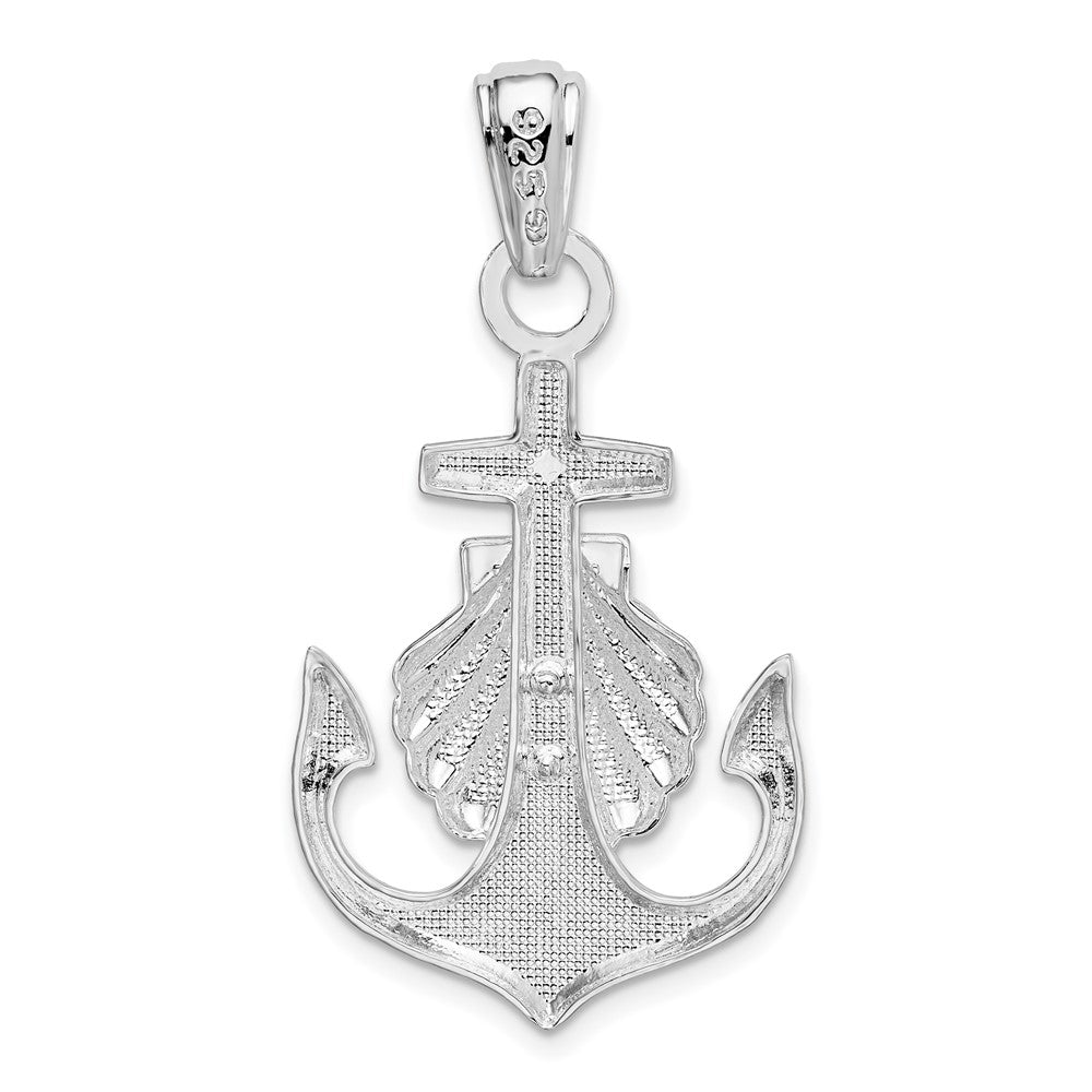 FJC Finejewelers 925 Sterling Silver Rhodium Plated Polished Anchor with Scallop Shell Charm 40 x 20 mm