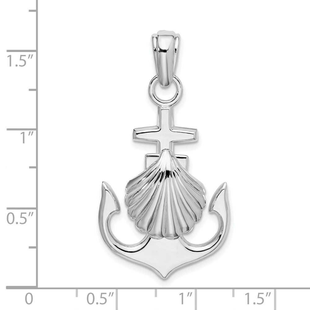FJC Finejewelers 925 Sterling Silver Rhodium Plated Polished Anchor with Scallop Shell Charm 40 x 20 mm