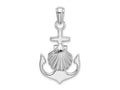 FJC Finejewelers 925 Sterling Silver Rhodium Plated Polished Anchor with Scallop Shell Charm 40 x 20 mm
