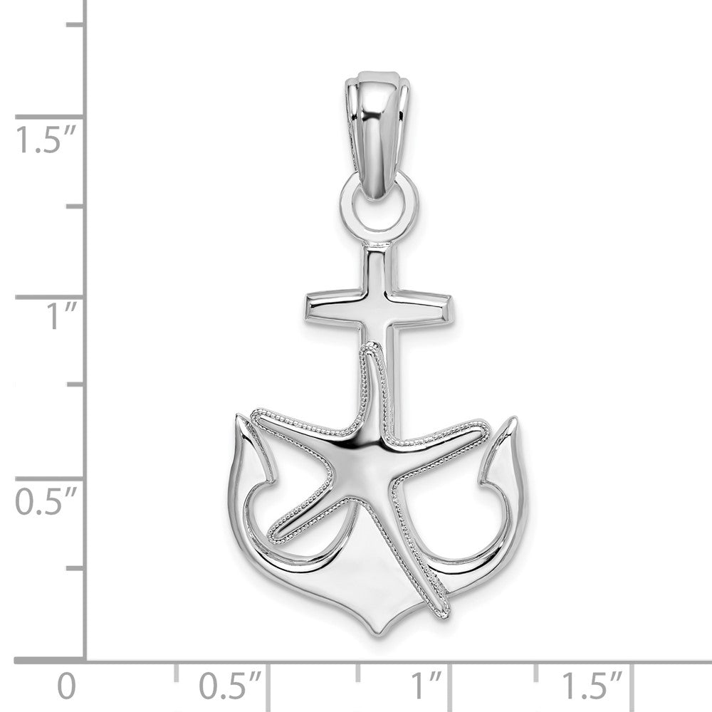 FJC Finejewelers 925 Sterling Silver Rhodium Plated Polished Anchor with Starfish Charm 39 x 20 mm