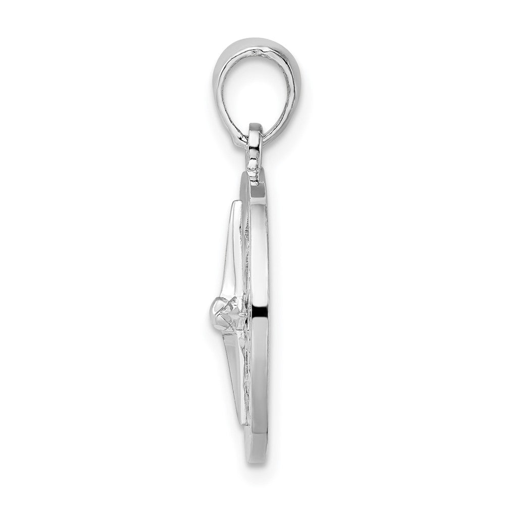 FJC Finejewelers 925 Sterling Silver Rhodium Plated Polished Nautical Compass Charm 24 x 16 mm