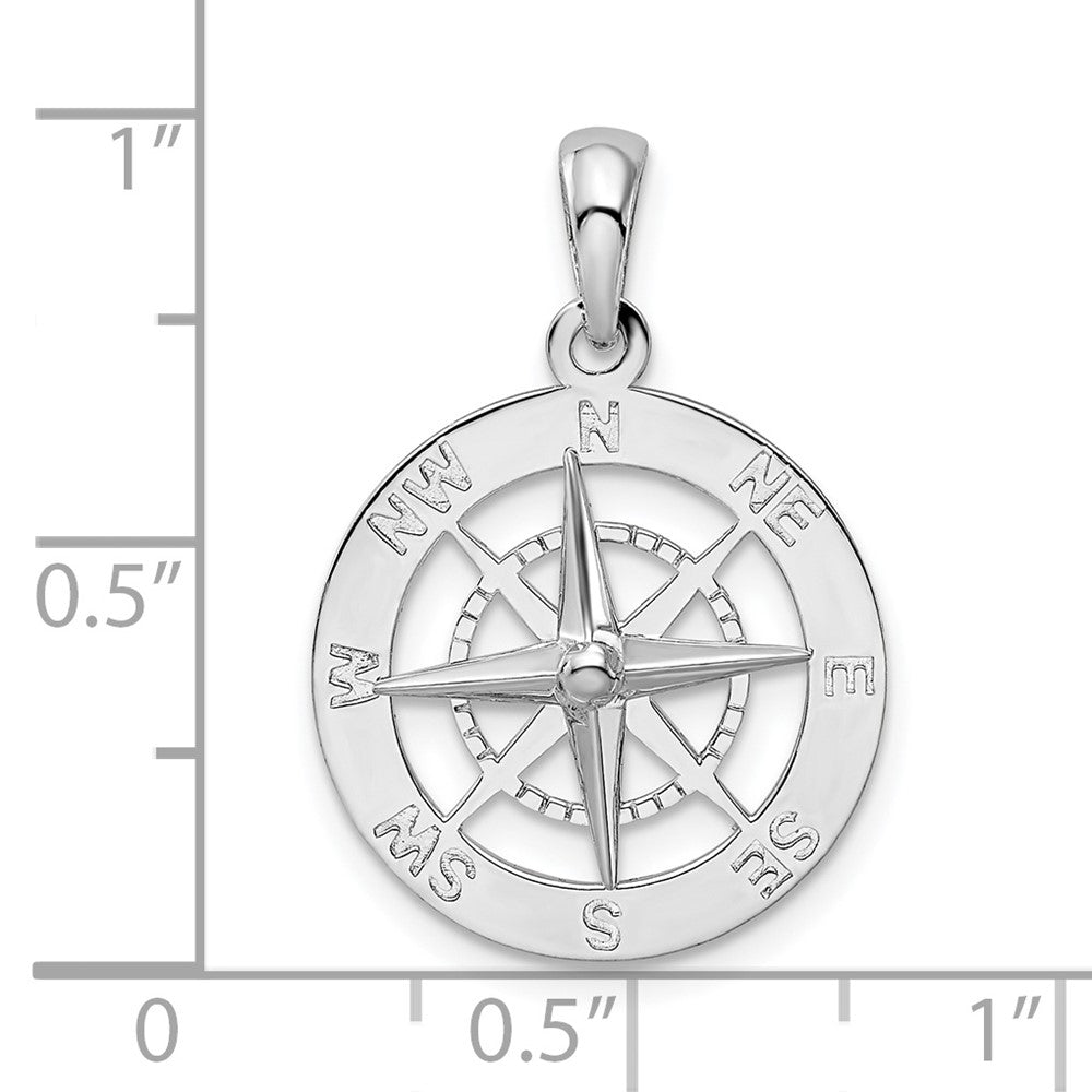 FJC Finejewelers 925 Sterling Silver Rhodium Plated Polished Nautical Compass Charm 24 x 16 mm