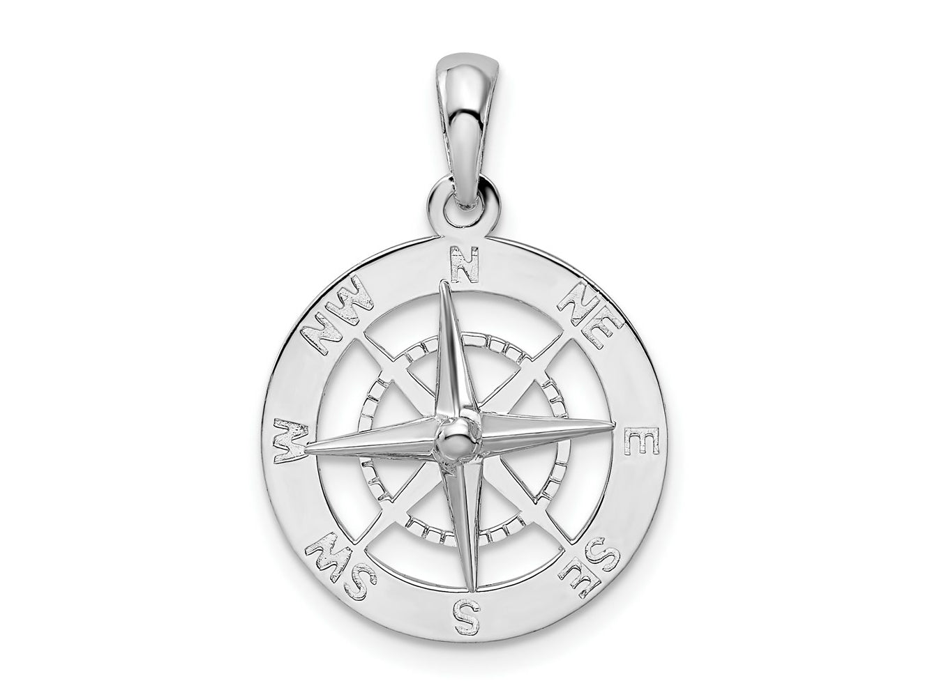 FJC Finejewelers 925 Sterling Silver Rhodium Plated Polished Nautical Compass Charm 24 x 16 mm