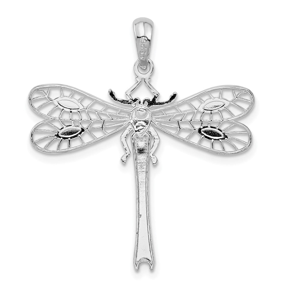 FJC Finejewelers 925 Sterling Silver Rhodium Plated Polished Cut-out Dragonfly Charm 29 mm