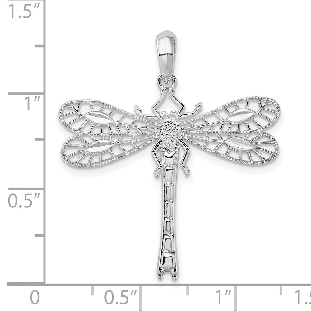 FJC Finejewelers 925 Sterling Silver Rhodium Plated Polished Cut-out Dragonfly Charm 29 mm