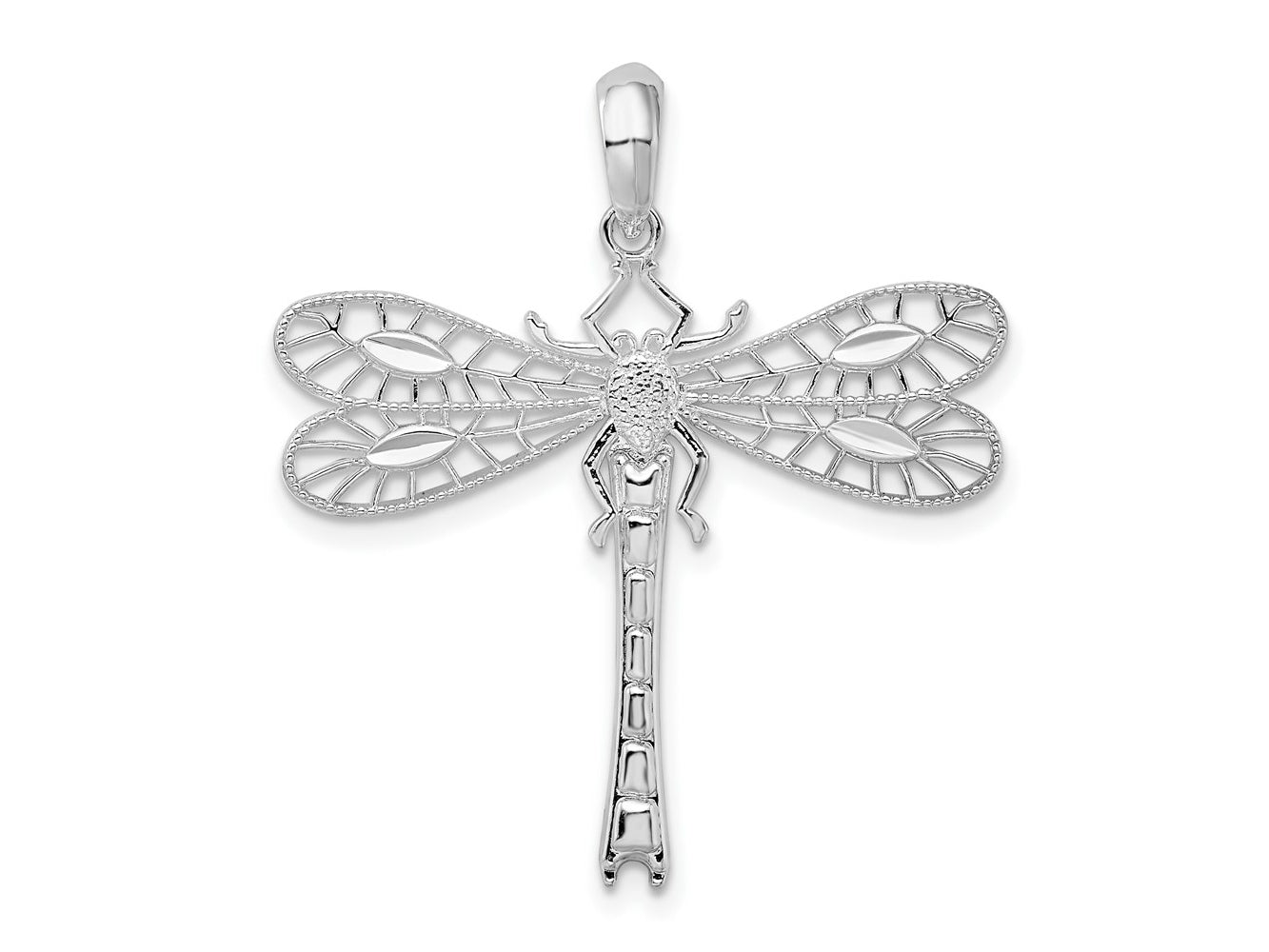 FJC Finejewelers 925 Sterling Silver Rhodium Plated Polished Cut-out Dragonfly Charm 29 mm