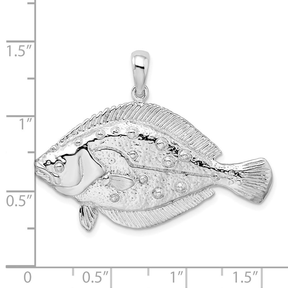 FJC Finejewelers 925 Sterling Silver Rhodium Plated Polished 3D Flounder Fish Charm 30 x 40 mm