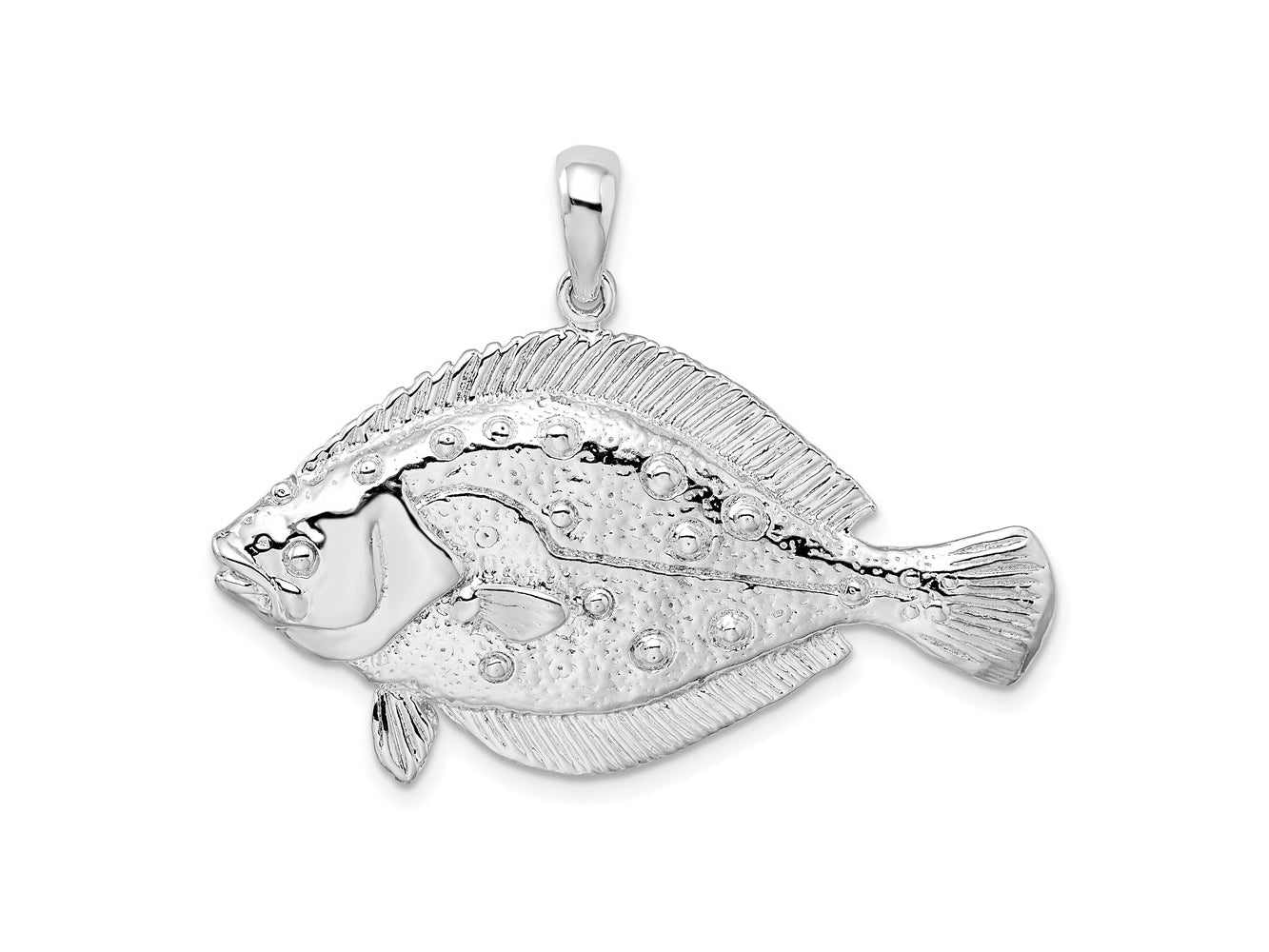 FJC Finejewelers 925 Sterling Silver Rhodium Plated Polished 3D Flounder Fish Charm 30 x 40 mm