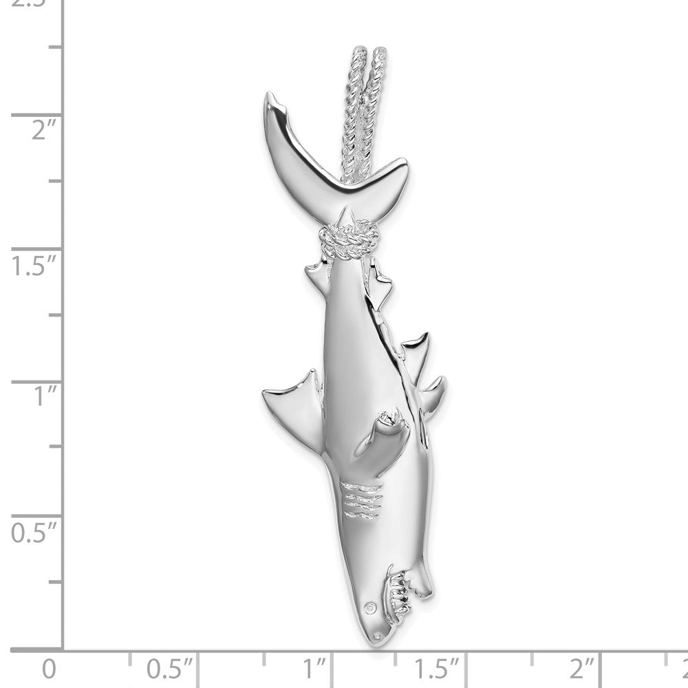 FJC Finejewelers 925 Sterling Silver d Polished 3D Shark Hanging from Rope Charm 56 x 17 mm
