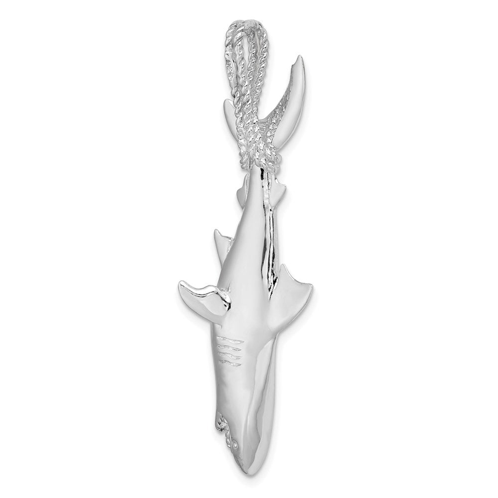 FJC Finejewelers 925 Sterling Silver d Polished 3D Shark Hanging from Rope Charm 56 x 17 mm