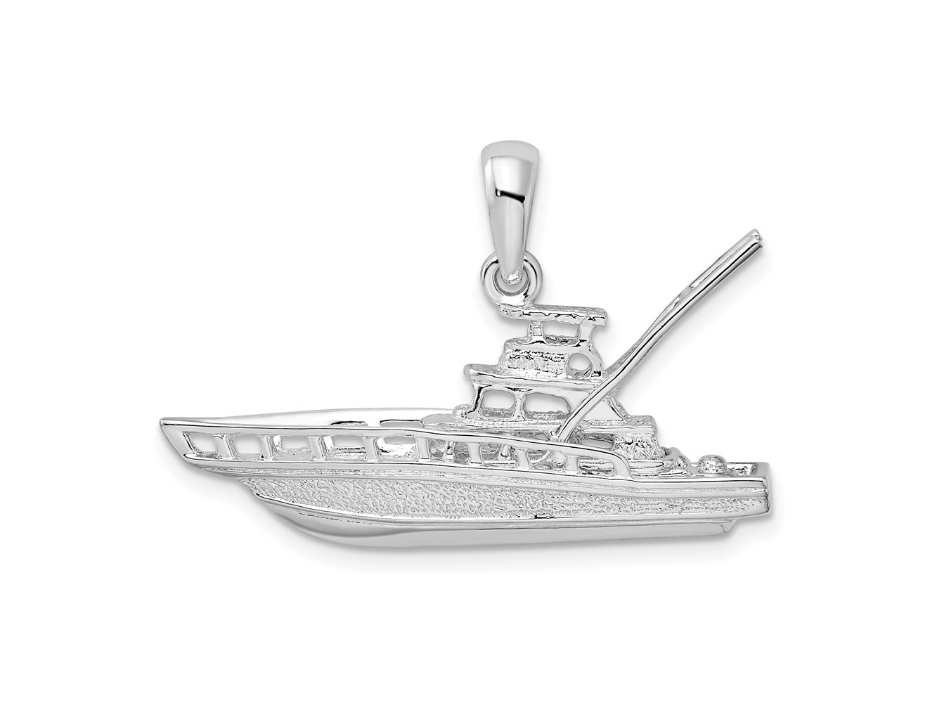 FJC Finejewelers 925 Sterling Silver Rhodium Plated Polished 3D Sportfishing Boat Charm 21 x 31 mm
