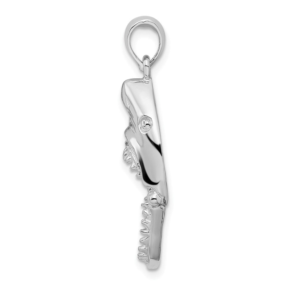 FJC Finejewelers 925 Sterling Silver Rhodium Plated Polished Moveable Shark Head Charm 13 mm