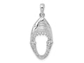 FJC Finejewelers 925 Sterling Silver Rhodium Plated Polished Moveable Shark Head Charm 13 mm