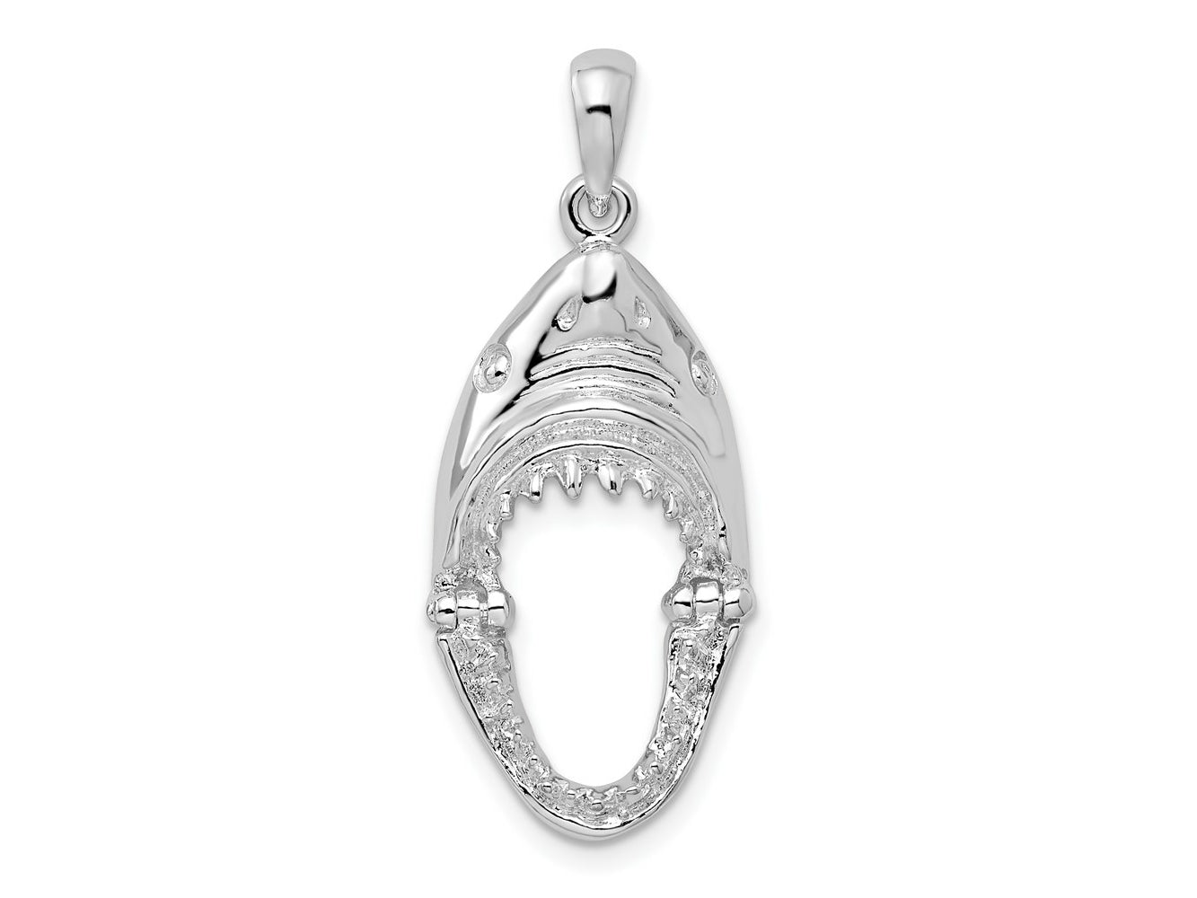 FJC Finejewelers 925 Sterling Silver Rhodium Plated Polished Moveable Shark Head Charm 13 mm