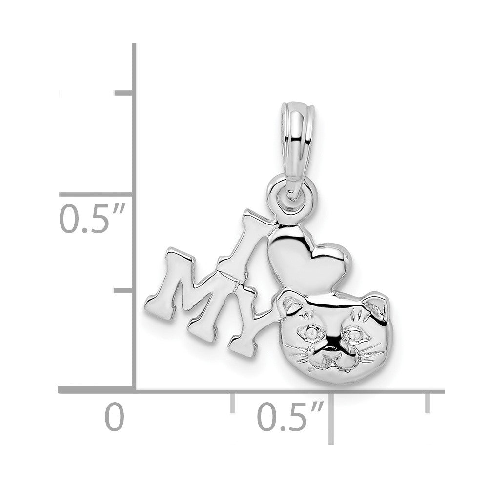 FJC Finejewelers 925 Sterling Silver Rhodium Plated Polished I Heart My Cat Charm 15 mm