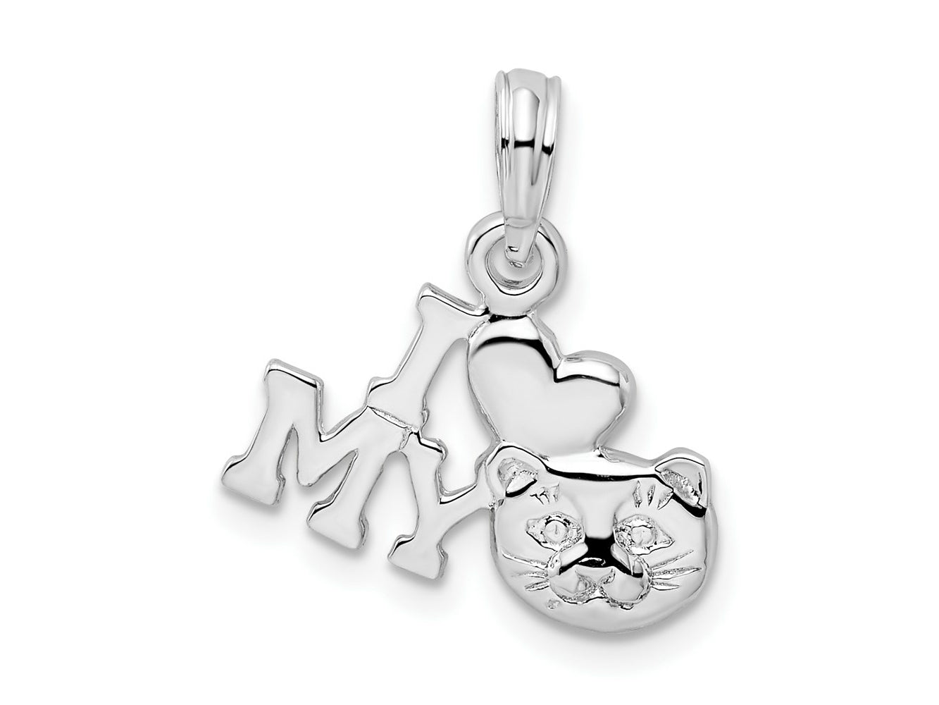 FJC Finejewelers 925 Sterling Silver Rhodium Plated Polished I Heart My Cat Charm 15 mm