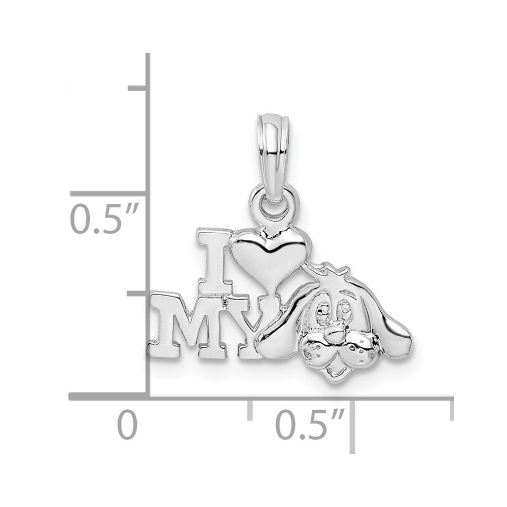 FJC Finejewelers 925 Sterling Silver Rhodium Plated Polished I Heart My Dog Charm 15 mm