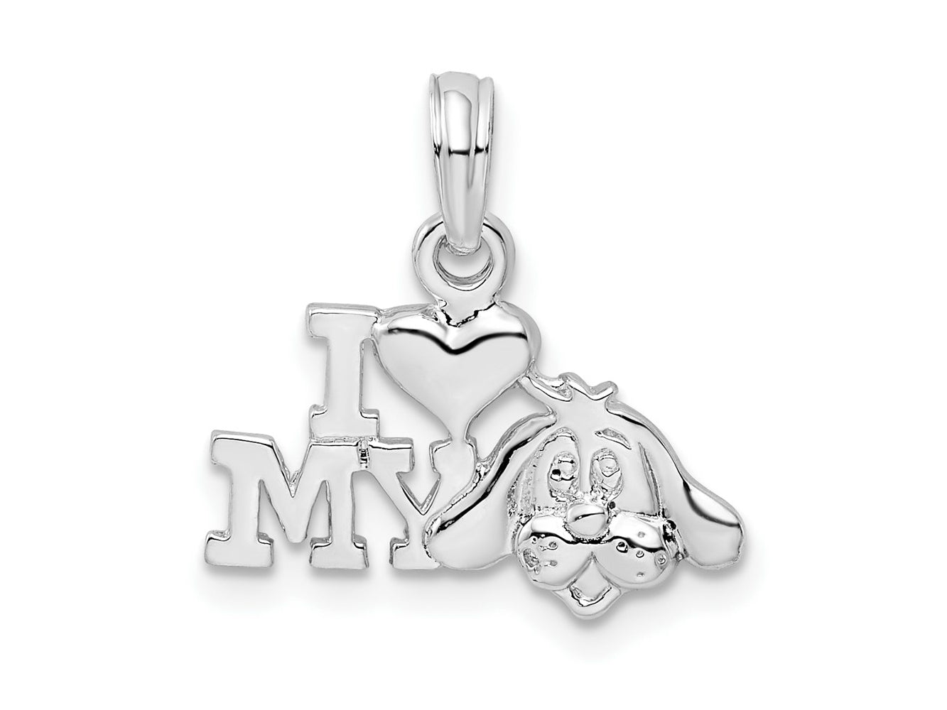 FJC Finejewelers 925 Sterling Silver Rhodium Plated Polished I Heart My Dog Charm 15 mm
