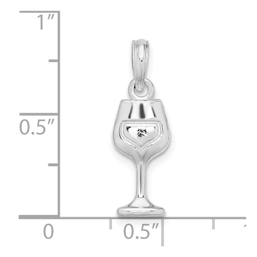 FJC Finejewelers 925 Sterling Silver Rhodium Plated Polished Wine Glass Charm 22 x 7 mm