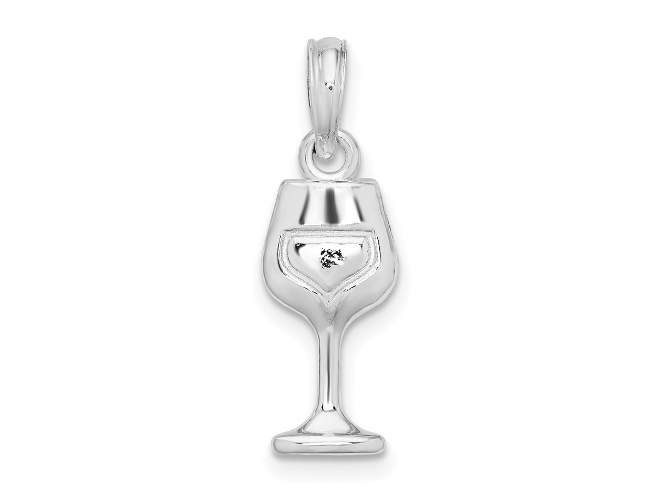 FJC Finejewelers 925 Sterling Silver Rhodium Plated Polished Wine Glass Charm 22 x 7 mm