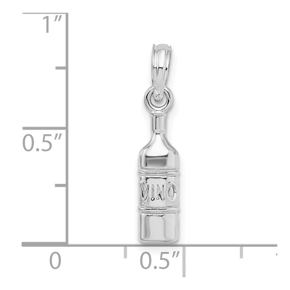 FJC Finejewelers 925 Sterling Silver Rhodium Plated Polished Wine Bottle Charm 22 x 5 mm