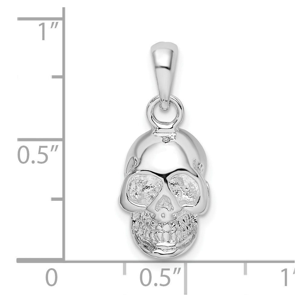 FJC Finejewelers 925 Sterling Silver Rhodium Plated Polished 3D Skull Charm 22 x 9 mm