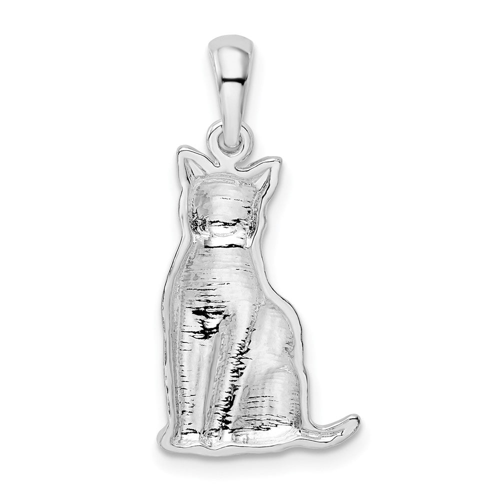 FJC Finejewelers 925 Sterling Silver Rhodium Plated Textured Sitting Cat Charm 8 mm