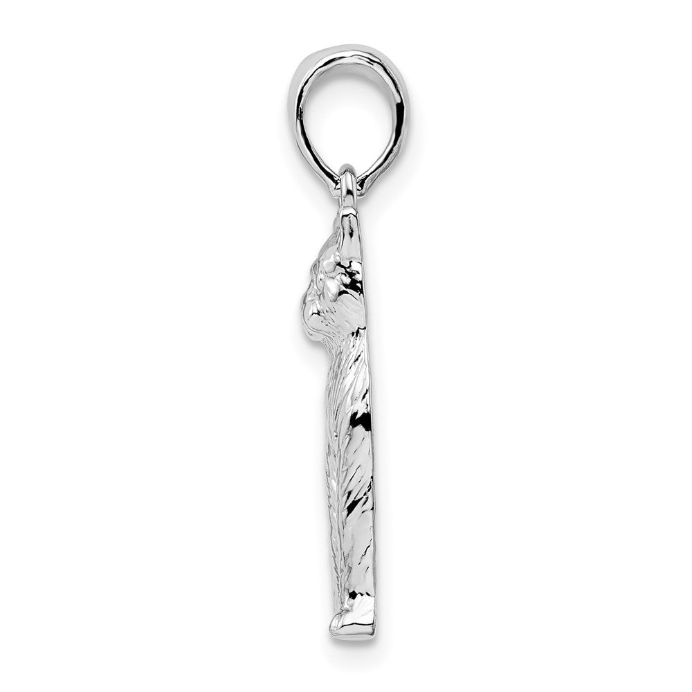 FJC Finejewelers 925 Sterling Silver Rhodium Plated Textured Sitting Cat Charm 8 mm