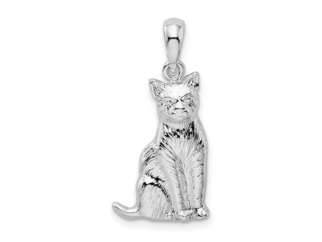 FJC Finejewelers 925 Sterling Silver Rhodium Plated Textured Sitting Cat Charm 8 mm