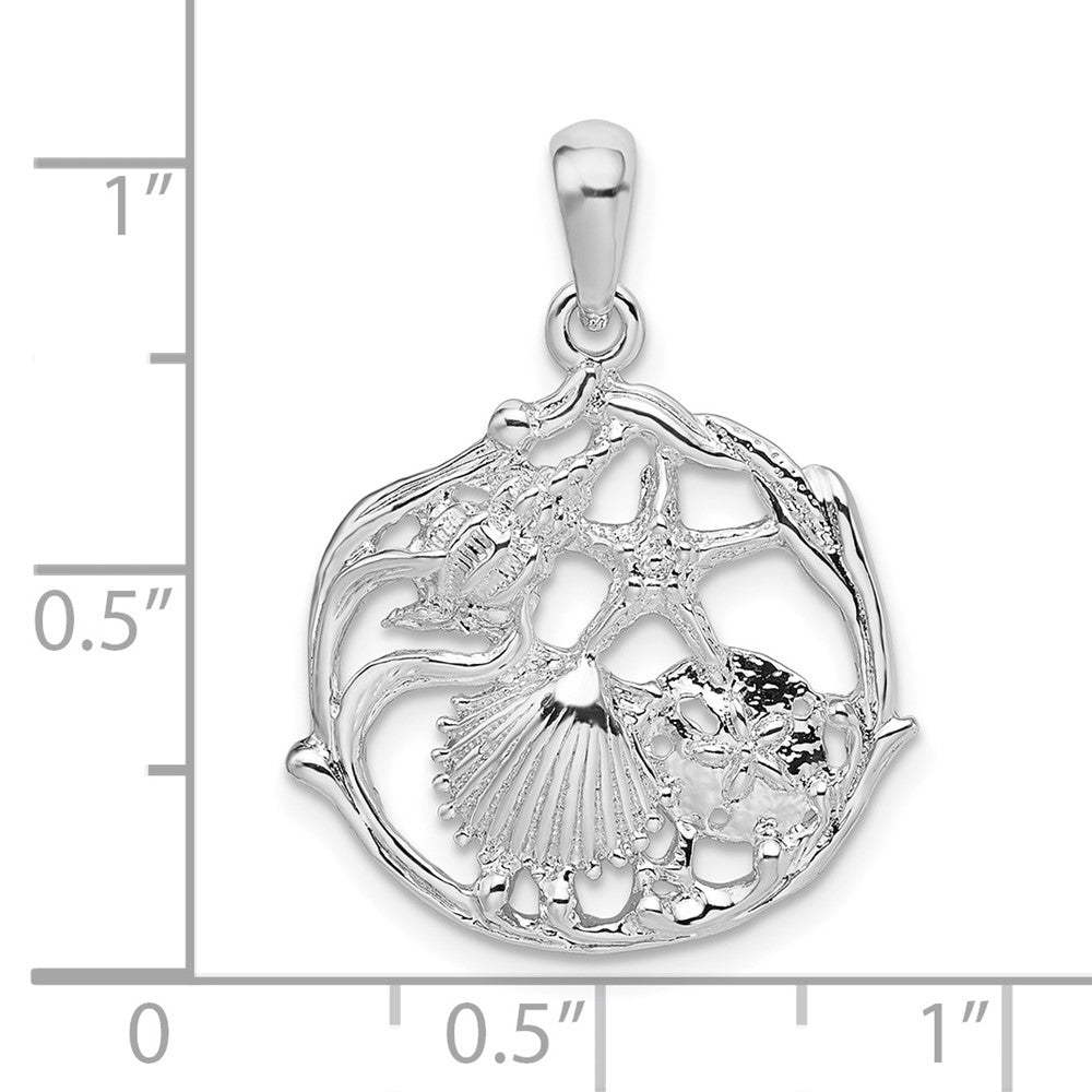 FJC Finejewelers 925 Sterling Silver Rhodium Plated Polished Cut-out Shell Cluster Charm 25 x 19 mm