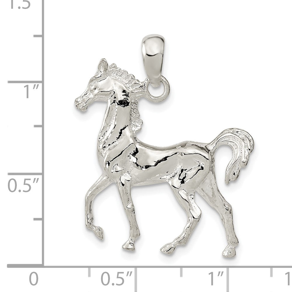 FJC Finejewelers 925 Sterling Silver Rhodium Plated Polished 3D Standing Horse Charm 24 mm