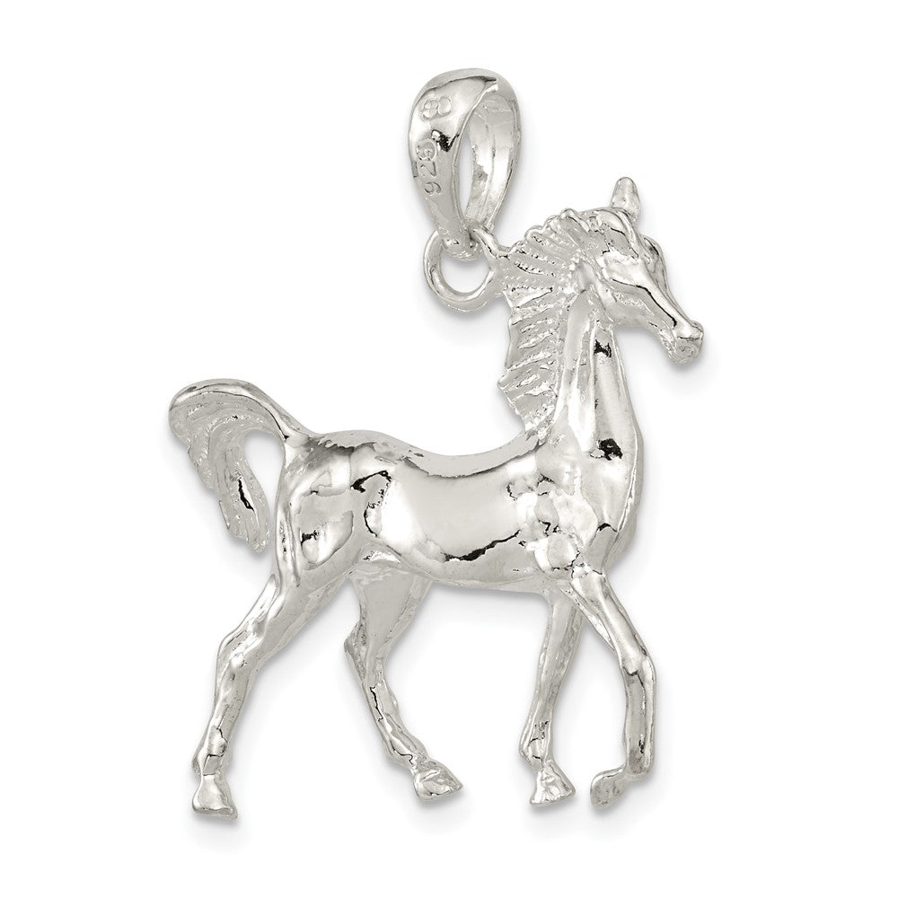 FJC Finejewelers 925 Sterling Silver Rhodium Plated Polished 3D Standing Horse Charm 24 mm