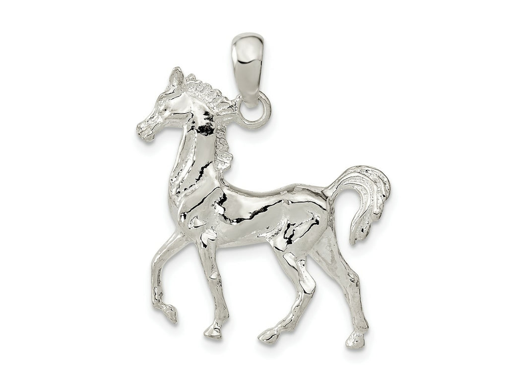 FJC Finejewelers 925 Sterling Silver Rhodium Plated Polished 3D Standing Horse Charm 24 mm
