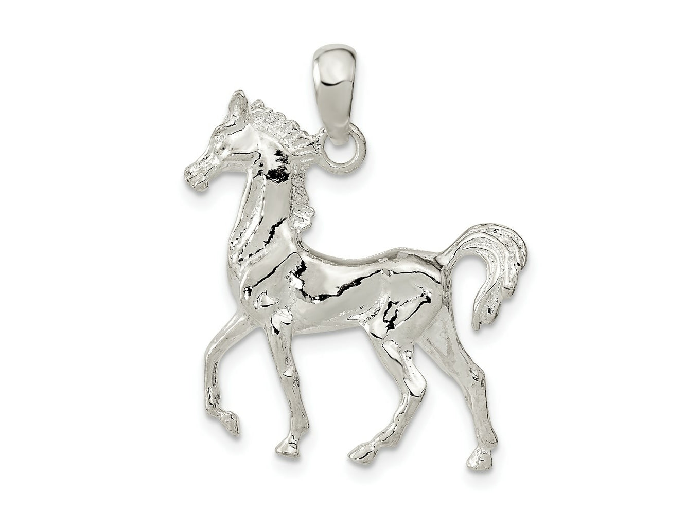 FJC Finejewelers 925 Sterling Silver Rhodium Plated Polished 3D Standing Horse Charm 24 mm
