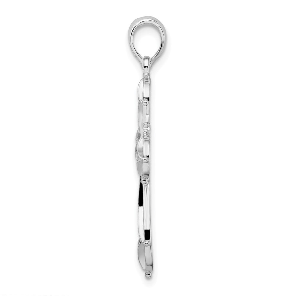 FJC Finejewelers 925 Sterling Silver Rhodium Plated Fancy Cut-out Rounded Cross Charm 21 mm