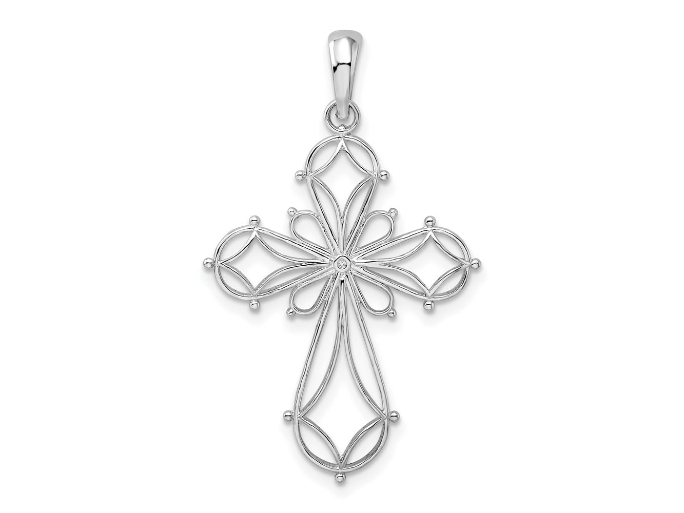 FJC Finejewelers 925 Sterling Silver Rhodium Plated Fancy Cut-out Rounded Cross Charm 21 mm