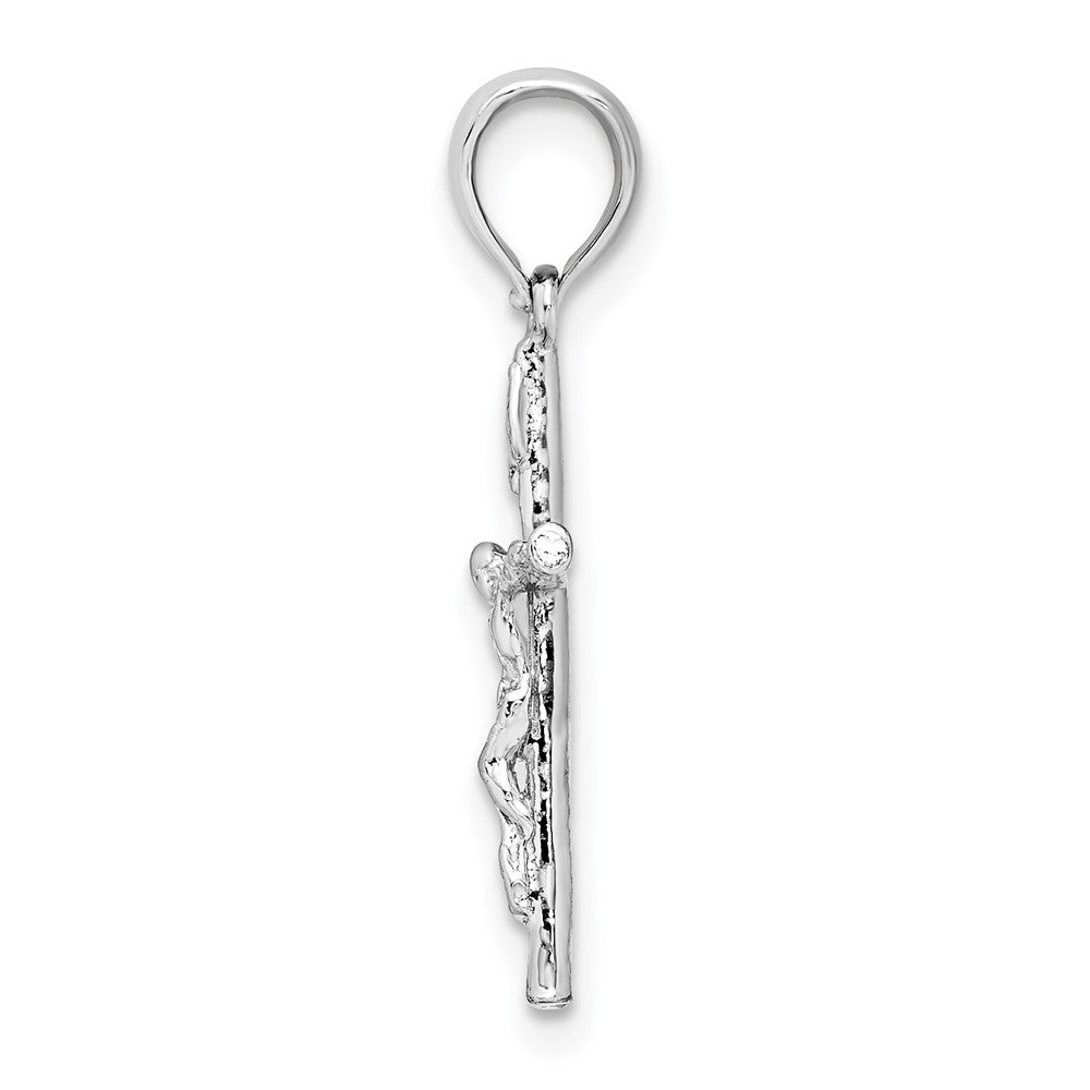FJC Finejewelers 925 Sterling Silver Rhodium Plated Polished Thin Crucifix Charm 11 mm