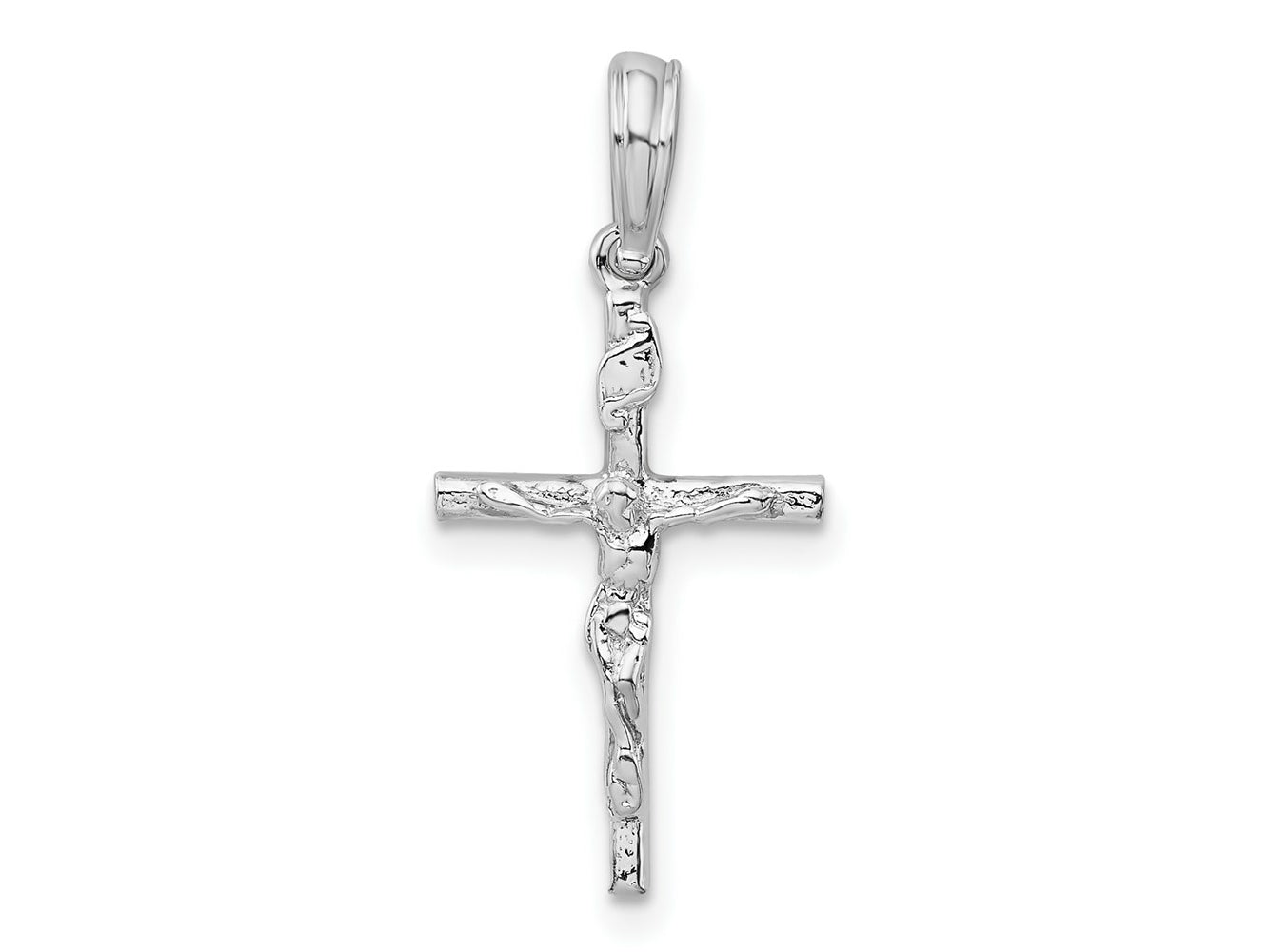 FJC Finejewelers 925 Sterling Silver Rhodium Plated Polished Thin Crucifix Charm 11 mm