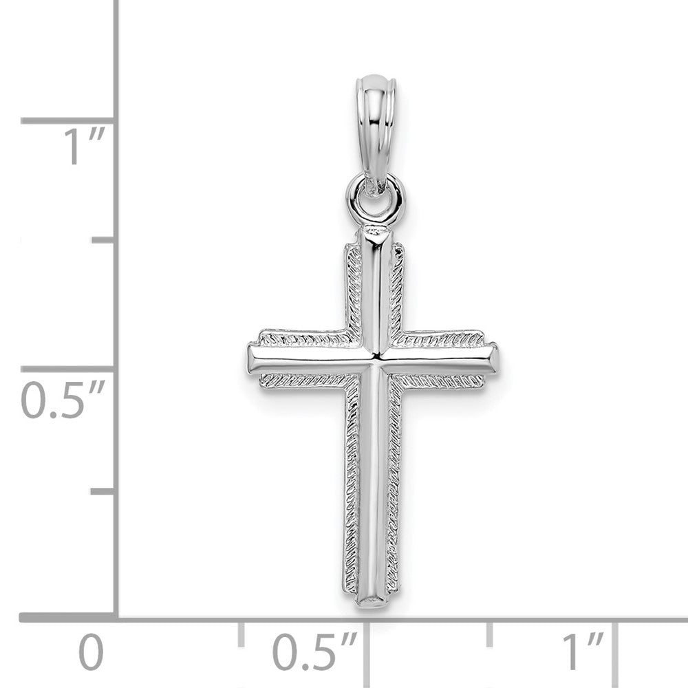 FJC Finejewelers 925 Sterling Silver Polished Striped Border Latin Cross Charm 13 mm
