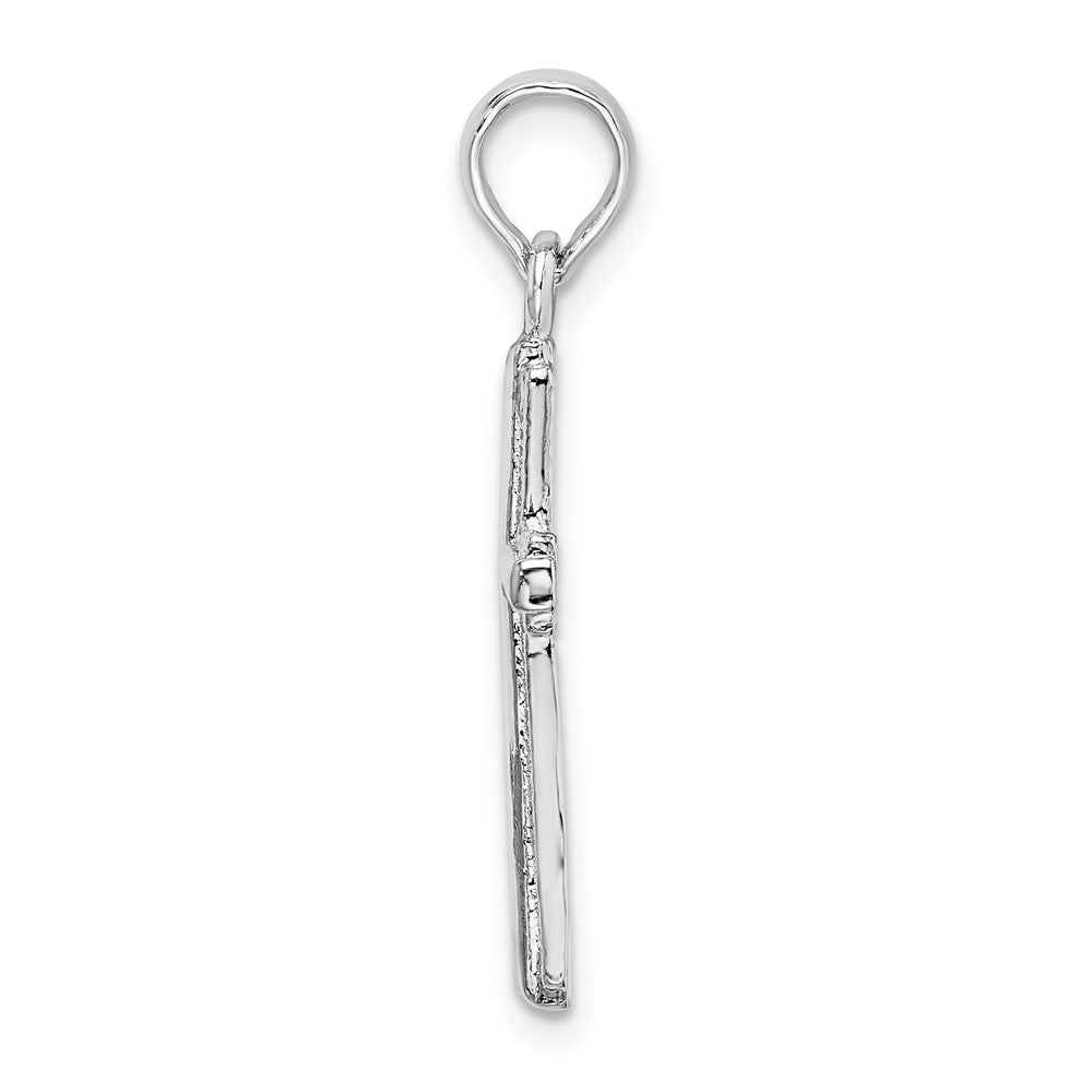 FJC Finejewelers 925 Sterling Silver Polished Striped Border Latin Cross Charm 13 mm