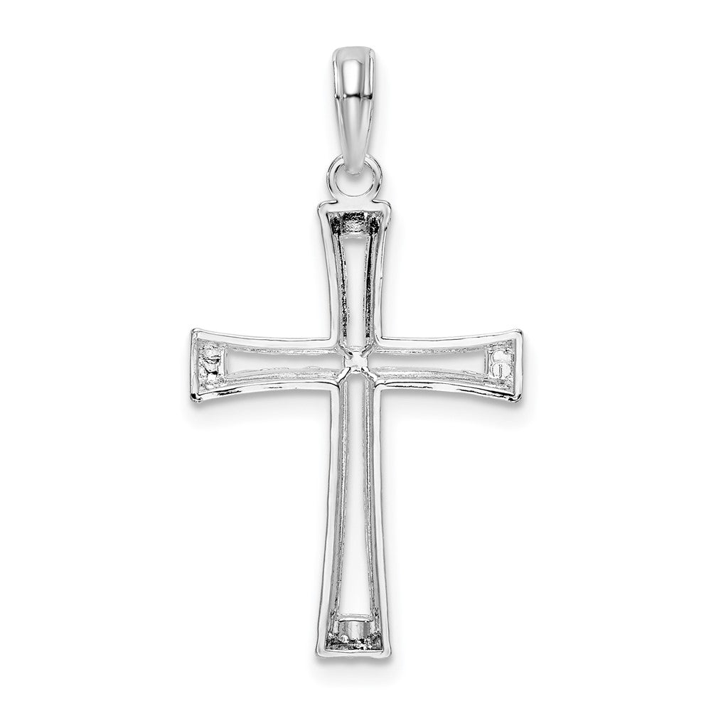 FJC Finejewelers 925 Sterling Silver Rhodium Plated Polished Tapered Center Cross Charm 16 mm