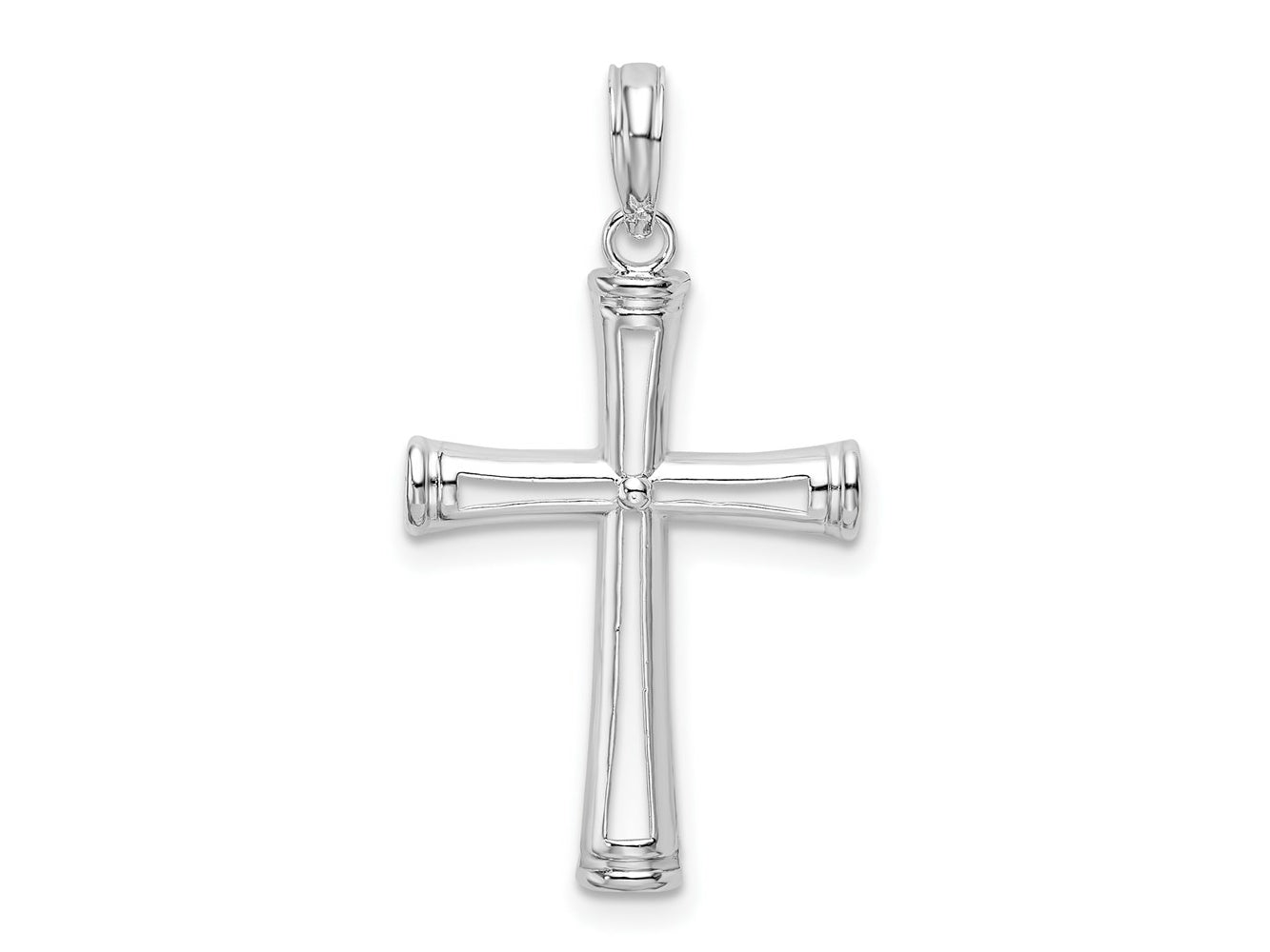 FJC Finejewelers 925 Sterling Silver Rhodium Plated Polished Tapered Center Cross Charm 16 mm