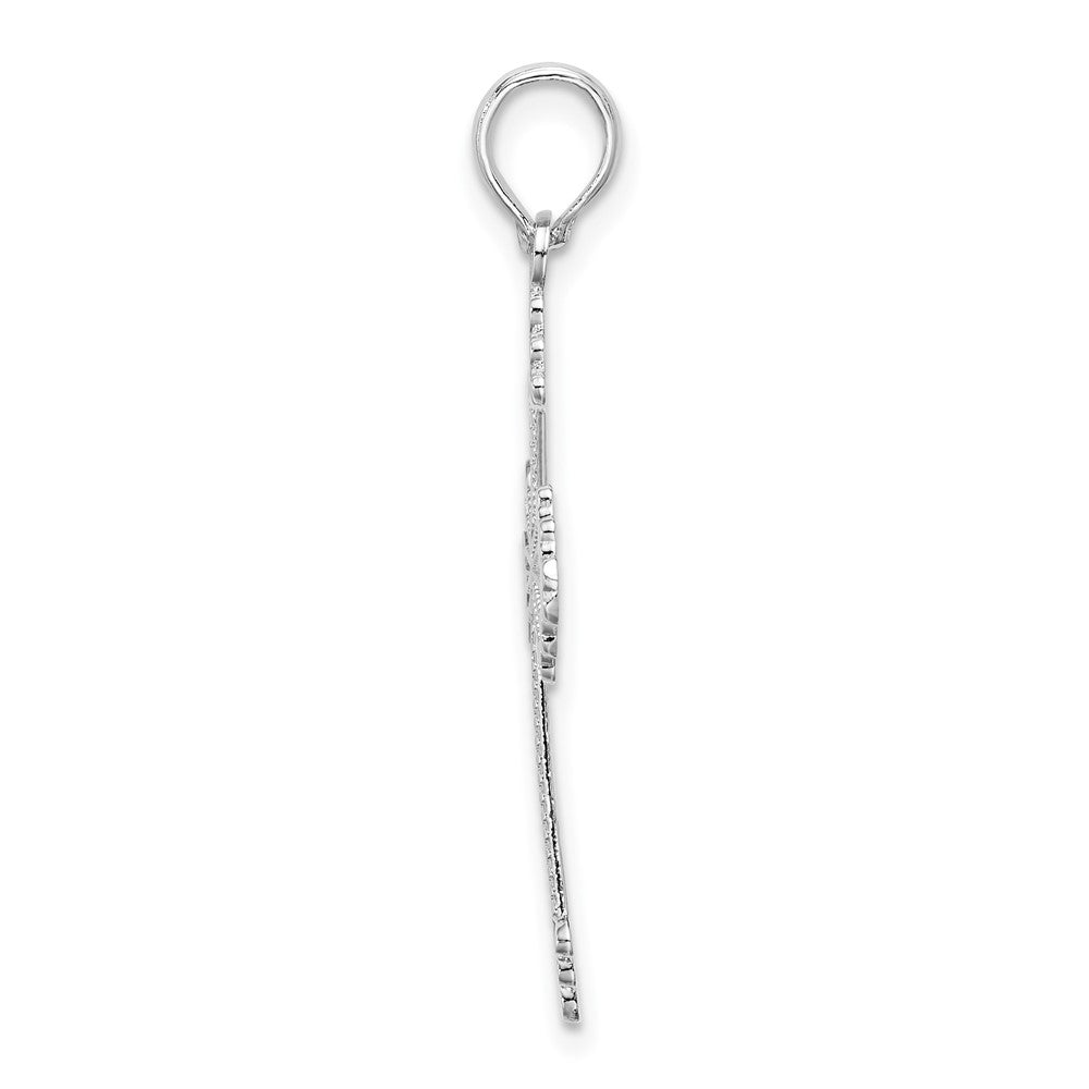 FJC Finejewelers 925 Sterling Silver Rhodium Plated Polished Heart Cross Charm 19 mm