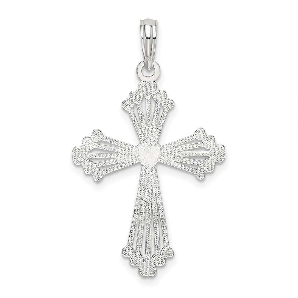 FJC Finejewelers 925 Sterling Silver Rhodium Plated Polished Heart Cross Charm 19 mm