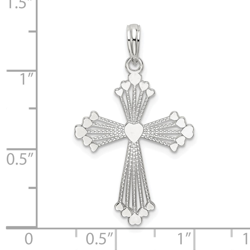 FJC Finejewelers 925 Sterling Silver Rhodium Plated Polished Heart Cross Charm 19 mm