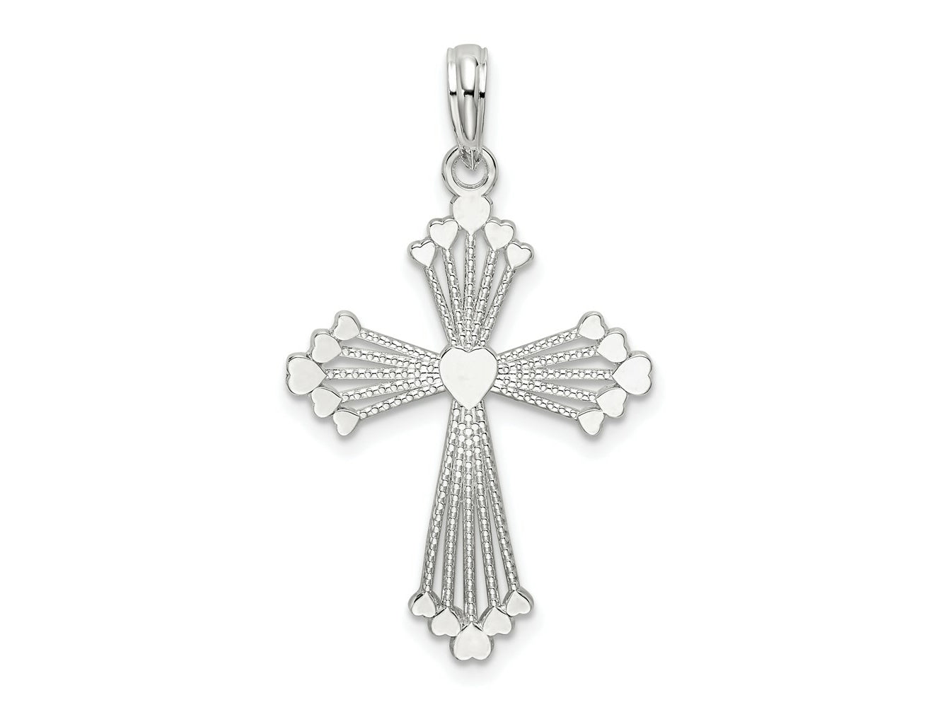 FJC Finejewelers 925 Sterling Silver Rhodium Plated Polished Heart Cross Charm 19 mm