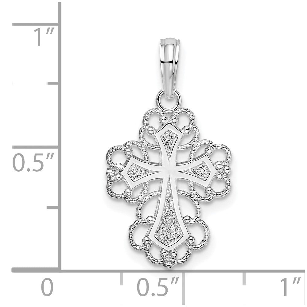 FJC Finejewelers 925 Sterling Silver Rhodium Plated Polished Fancy Lacy Cross Charm 13 mm