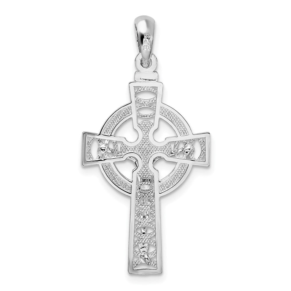FJC Finejewelers 925 Sterling Silver Rhodium Plated Polished Cut-out Celtic Crucifix Charm 17 mm